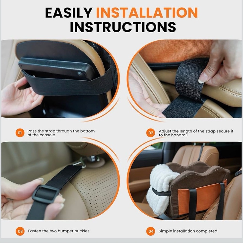Cozy Brown and White Dog Car Seat - Picture 6 of 7
